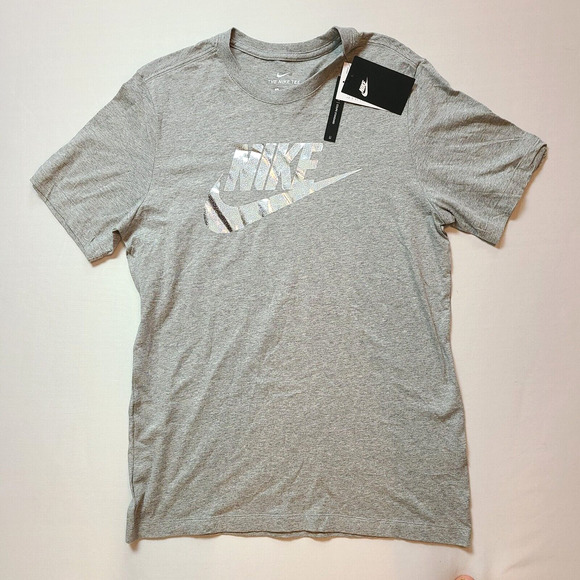 Nike Mens Medium Sportswear Reflective T-Shirt Dark Grey Heather Swosh - Picture 2 of 3